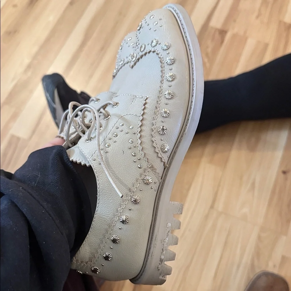 Kelsi Dagger Tan Studded Men's Oxfords